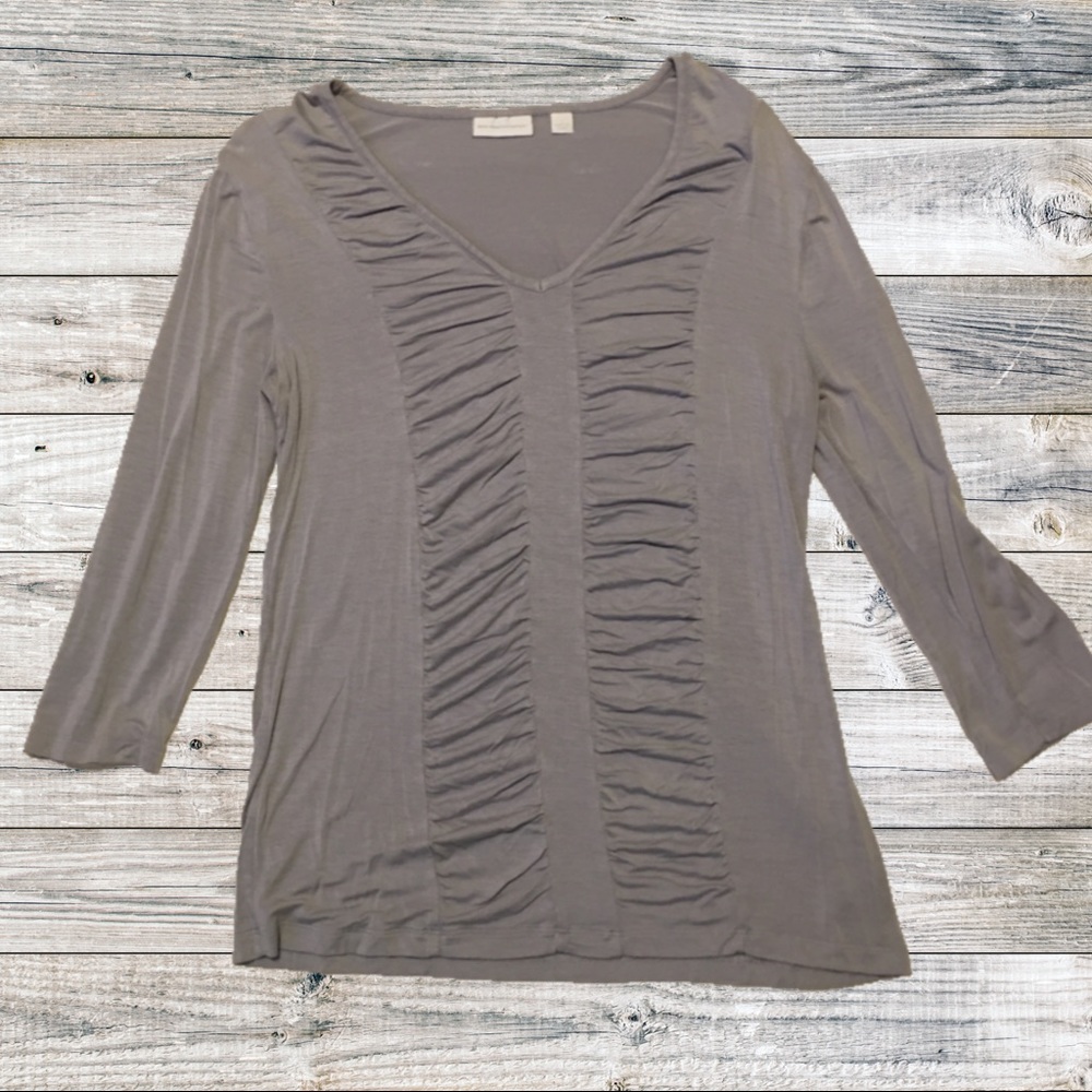 NY&Co 3/4 Sleeve Gray Dress Shirt (sz L)